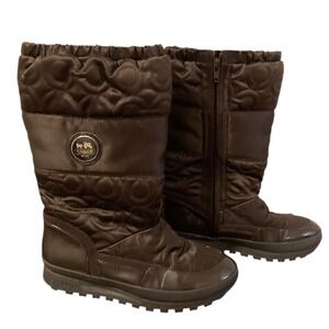 COACH Drexel Boots A7274 Chocolate‎ Brown Quilted Winter Snow Size 5.5B